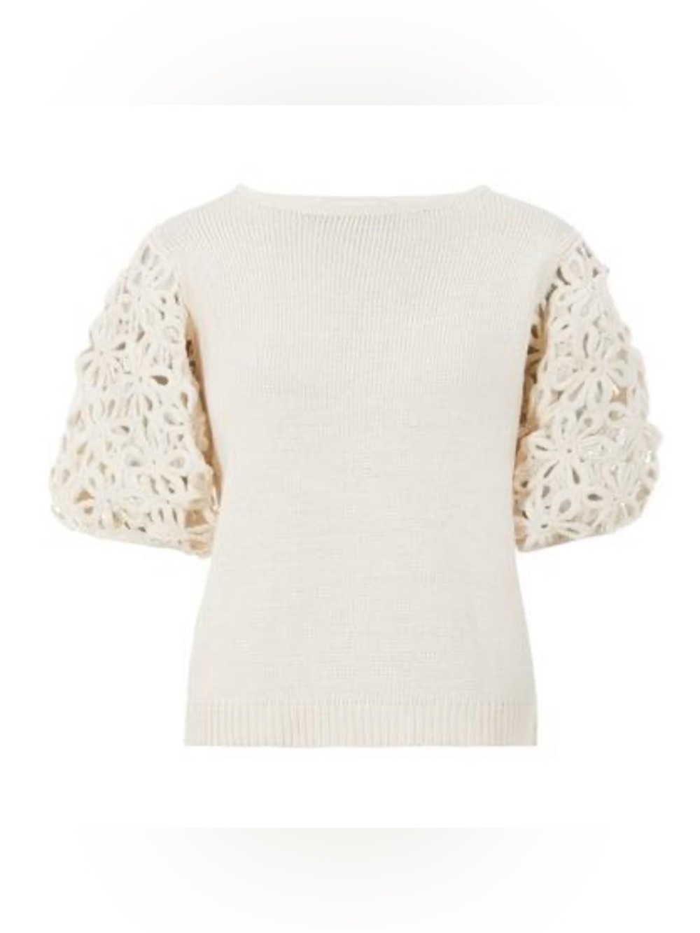 Stella Pardo Paris Ivory Maria Knit & Crochet Sweater Women's Size XS. EUC.